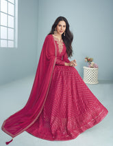 Lovely Gown of Real Georgette in Pink Colour